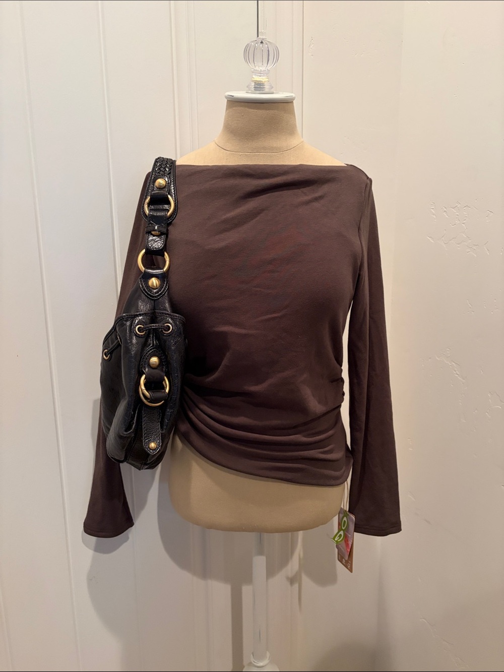 OGL Women’s Boatneck Long-Sleeve Top in Chocolate Brown